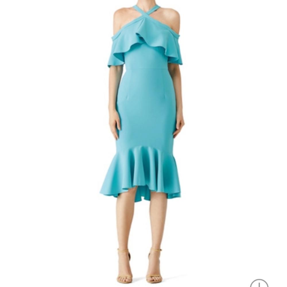Christian Siriano Cold Shoulder Ruffle Dress